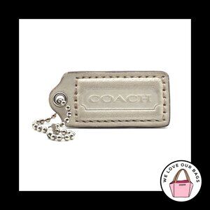 2" Medium COACH Chalk White Gold Leather Nickel Fob Bag Charm Keychain Hang Tag